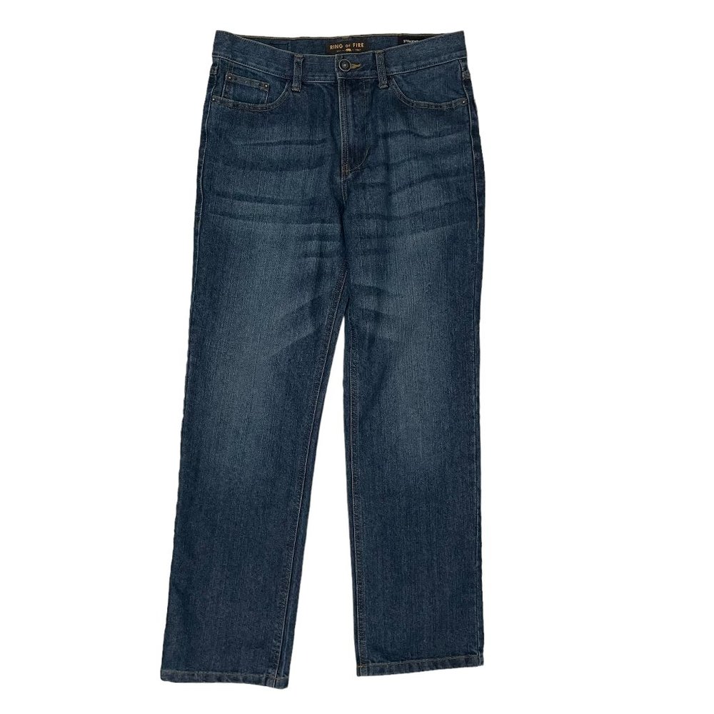 Ring Of Fire Boys Straight Leg Dark Wash Denim Jeans Size 18 x 29 Inseam